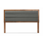 Load image into Gallery viewer, Baxton Studio Dexter Modern And Contemporary Dark Grey Fabric Upholstered And Walnut Brown Finished Wood Full Size Headboard
