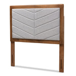 Load image into Gallery viewer, Baxton Studio Iden Modern And Contemporary Light Grey Fabric Upholstered And Walnut Brown Finished Wood Twin Size Headboard
