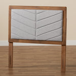 Load image into Gallery viewer, Baxton Studio Iden Modern And Contemporary Light Grey Fabric Upholstered And Walnut Brown Finished Wood Twin Size Headboard
