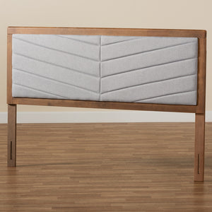 Baxton Studio Iden Modern And Contemporary Light Grey Fabric Upholstered And Walnut Brown Finished Wood King Size Headboard