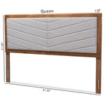 Load image into Gallery viewer, Baxton Studio Iden Modern And Contemporary Light Grey Fabric Upholstered And Walnut Brown Finished Wood Full Size Headboard
