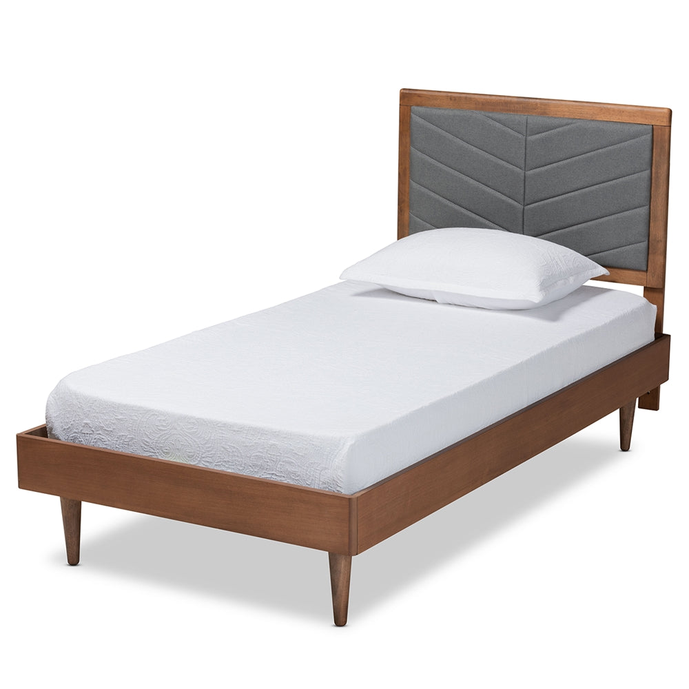 Baxton Studio Tasha Mid-Century Modern Fabric Upholstered and Finished Wood Platform Bed