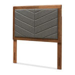 Load image into Gallery viewer, Baxton Studio Iden Modern And Contemporary Dark Grey Fabric Upholstered And Walnut Brown Finished Wood Twin Size Headboard
