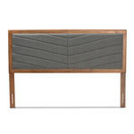 Load image into Gallery viewer, Baxton Studio Iden Modern And Contemporary Dark Grey Fabric Upholstered And Walnut Brown Finished Wood Queen Size Headboard
