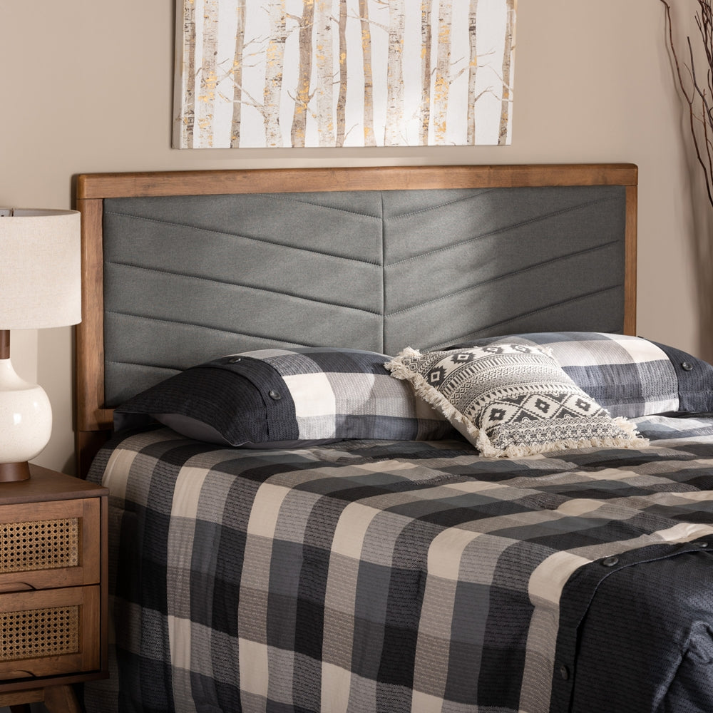 Baxton Studio Iden Modern and Contemporary Fabric Upholstered and Finished Wood Headboard