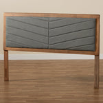 Load image into Gallery viewer, Baxton Studio Iden Modern And Contemporary Dark Grey Fabric Upholstered And Walnut Brown Finished Wood Full Size Headboard
