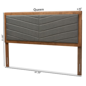 Baxton Studio Iden Modern And Contemporary Dark Grey Fabric Upholstered And Walnut Brown Finished Wood King Size Headboard