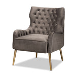 Load image into Gallery viewer, Baxton Studio Nelson Modern Luxe and Glam Velvet Fabric Upholstered and Finished Metal Armchair
