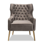 Load image into Gallery viewer, Baxton Studio Nelson Modern Luxe and Glam Velvet Fabric Upholstered and Finished Metal Armchair
