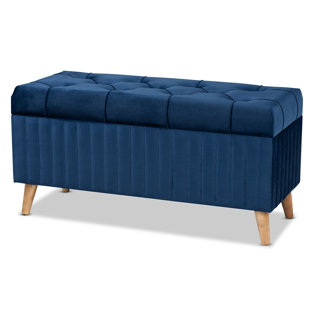 Baxton Studio Hanley Modern and Contemporary Velvet Fabric Upholstered and Finished Wood Storage Ottoman