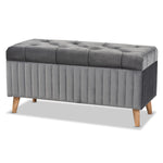 Load image into Gallery viewer, Baxton Studio Hanley Modern and Contemporary Velvet Fabric Upholstered and Finished Wood Storage Ottoman

