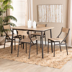 Load image into Gallery viewer, Baxton Studio Carmen Modern And Contemporary Oak Brown Finished Wood And Dark Brown Metal 5-Piece Dining Set
