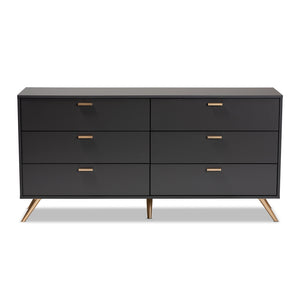 Baxton Studio Kelson Modern and Contemporary  Finished Wood 6-Drawer Dresser