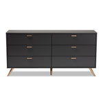 Load image into Gallery viewer, Baxton Studio Kelson Modern And Contemporary Dark Grey And Gold Finished Wood 6-Drawer Dresser
