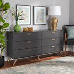 Load image into Gallery viewer, BAXTON STUDIO KELSON MODERN AND CONTEMPORARY DARK GREY AND GOLD FINISHED WOOD 6-DRAWER DRESSER
