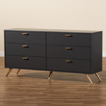 Load image into Gallery viewer, Baxton Studio Kelson Modern And Contemporary Dark Grey And Gold Finished Wood 6-Drawer Dresser
