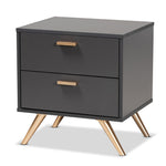 Load image into Gallery viewer, Baxton Studio Kelson Modern And Contemporary Dark Grey And Gold Finished Wood 2-Drawer Nightstand
