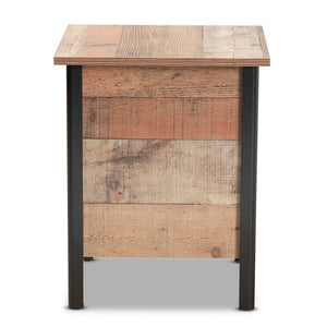 Baxton Studio Vaughan Modern And Contemporary Two-Tone Rustic Oak Brown And Black Finished Wood Nightstand