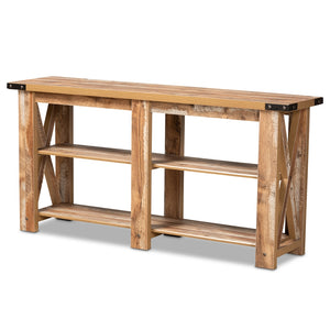 Baxton Studio Angelo Modern And Contemporary Rustic Oak Brown Finished Wood Console Table