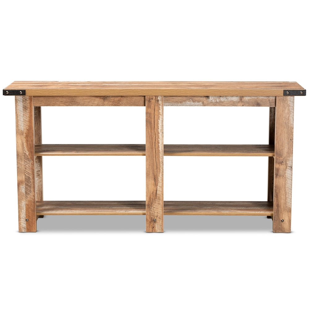 Baxton Studio Angelo Modern And Contemporary Rustic Oak Brown Finished Wood Console Table