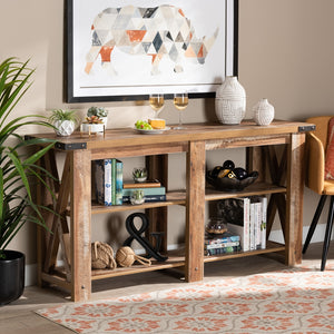 Baxton Studio Angelo Modern And Contemporary Rustic Oak Brown Finished Wood Console Table