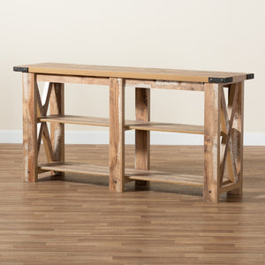 Baxton Studio Angelo Modern And Contemporary Rustic Oak Brown Finished Wood Console Table