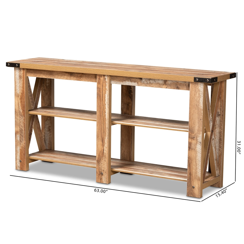 Baxton Studio Angelo Modern And Contemporary Rustic Oak Brown Finished Wood Console Table