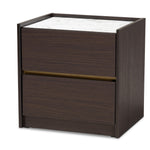 Load image into Gallery viewer, Baxton Studio Walker Modern And Contemporary Dark Brown And Gold Finished Wood Nightstand With Faux Marble Top
