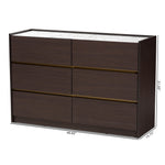 Load image into Gallery viewer, Baxton Studio Walker Modern And Contemporary Dark Brown And Gold Finished Wood 6-Drawer Dresser With Faux Marble Top
