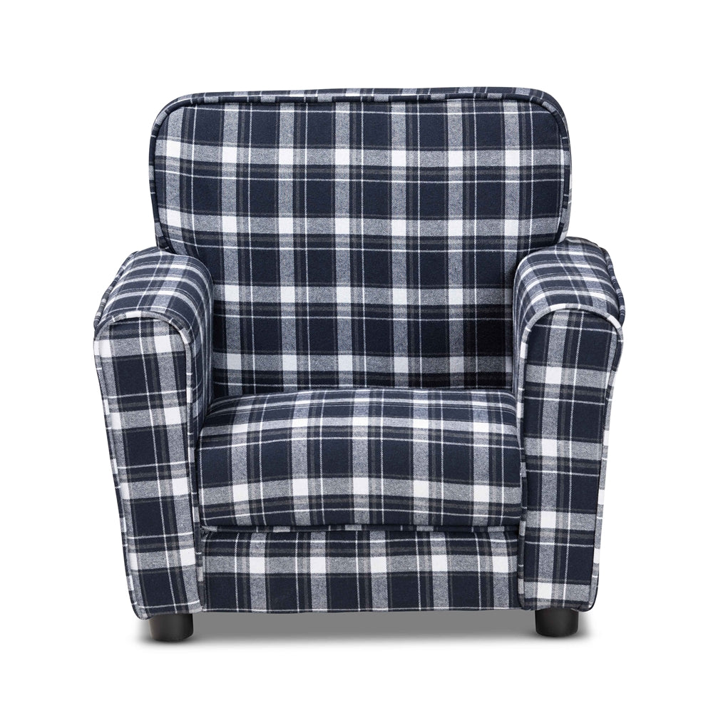 Baxton Studio Talma Modern and Contemporary Plaid Fabric Upholstered Kids Armchair