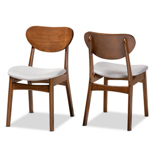 Baxton Studio Katya Mid-Century Modern Fabric Upholstered and Finished Wood 2-Piece Dining Chair Set