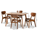 Load image into Gallery viewer, Baxton Studio Katya Mid-Century Modern Walnut Brown Finished Wood 5-Piece Dining Set
