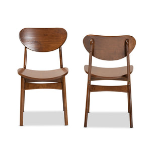 Baxton Studio Katya Mid-Century Modern Walnut Brown Finished Wood 2-Piece Dining Chair Set