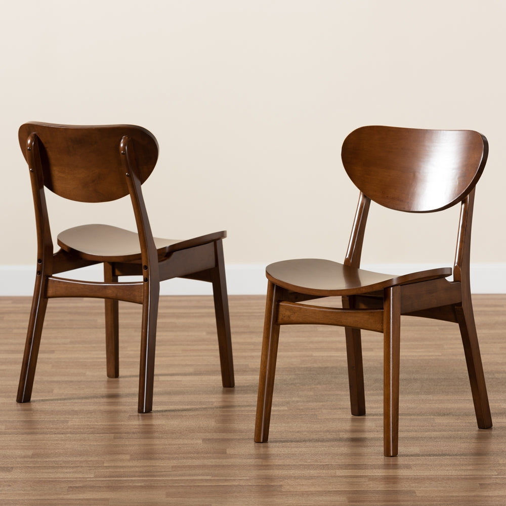 Baxton Studio Katya Mid-Century Modern Walnut Brown Finished Wood 2-Piece Dining Chair Set