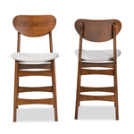 Load image into Gallery viewer, Baxton Studio Katya Mid-Century Modern Grey Fabric Upholstered And Walnut Brown Finished Wood 2-Piece Counter Stool Set
