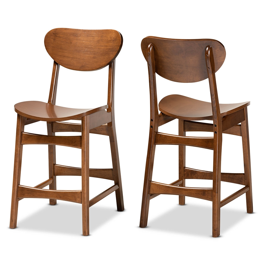 Baxton Studio Katya Mid-Century Modern Finished Wood 2-Piece Counter Stool Set