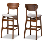 Load image into Gallery viewer, Baxton Studio Katya Mid-Century Modern Grey Fabric Upholstered And Walnut Brown Finished Wood 2-Piece Bar Stool Set
