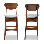 Load image into Gallery viewer, Baxton Studio Katya Mid-Century Modern Fabric Upholstered and Walnut Brown Finished Wood 2-Piece Bar Stool Set
