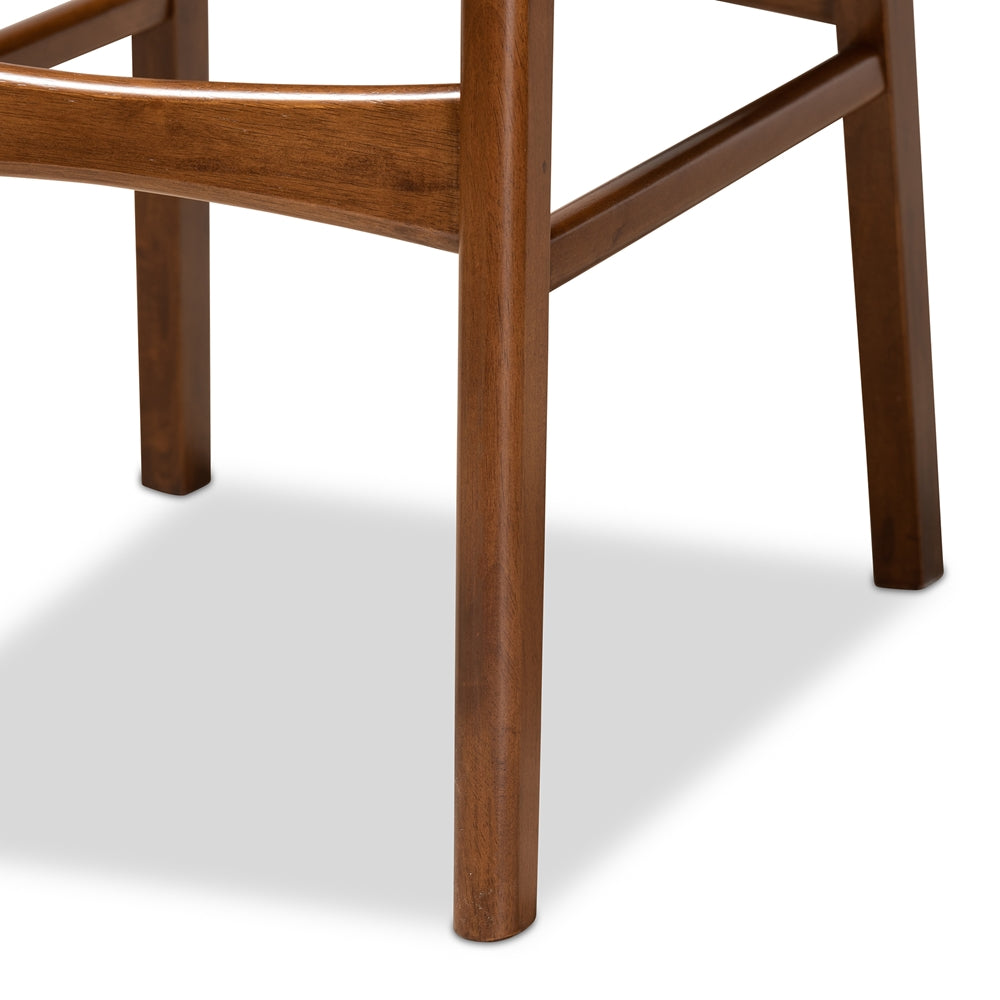 BAXTON STUDIO KATYA MID-CENTURY MODERN GREY FABRIC UPHOLSTERED AND WALNUT BROWN FINISHED WOOD 2-PIECE BAR STOOL SET