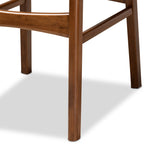 Load image into Gallery viewer, BAXTON STUDIO KATYA MID-CENTURY MODERN GREY FABRIC UPHOLSTERED AND WALNUT BROWN FINISHED WOOD 2-PIECE BAR STOOL SET
