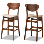 Load image into Gallery viewer, Baxton Studio Katya Mid-Century Modern Sand Fabric Upholstered And Walnut Brown Finished Wood 2-Piece Bar Stool Set
