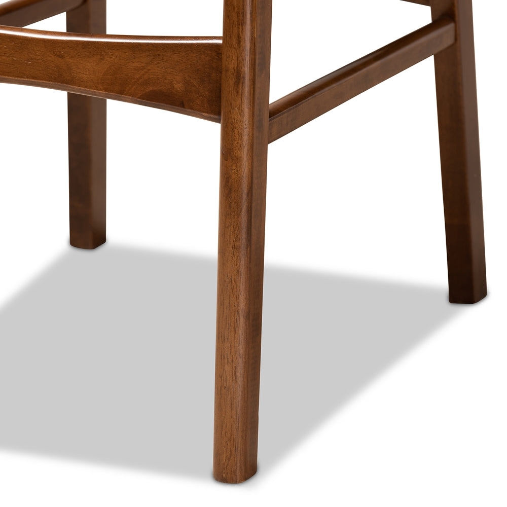 BAXTON STUDIO KATYA MID-CENTURY MODERN SAND FABRIC UPHOLSTERED AND WALNUT BROWN FINISHED WOOD 2-PIECE BAR STOOL SET