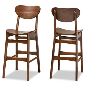 Baxton Studio Katya Mid-Century Modern Finished Wood 2-Piece Bar Stool Set