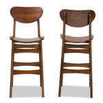 Load image into Gallery viewer, Baxton Studio Katya Mid-Century Modern Walnut Brown Finished Wood 2-Piece Bar Stool Set
