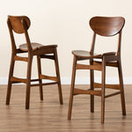 Load image into Gallery viewer, Baxton Studio Katya Mid-Century Modern Walnut Brown Finished Wood 2-Piece Bar Stool Set
