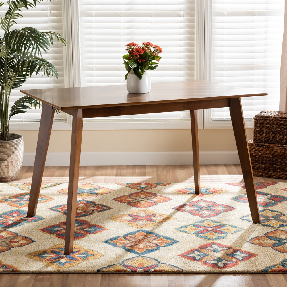 Baxton Studio Maila Mid-Century Modern Transitional Walnut Brown Finished Wood Dining Table