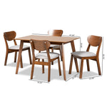 Load image into Gallery viewer, Baxton Studio Damara Mid-Century Modern Grey Fabric Upholstered And Walnut Brown Finished Wood 5-Piece Dining Set
