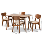 Load image into Gallery viewer, Baxton Studio Damara Mid-Century Modern Sand Fabric Upholstered And Walnut Brown Finished Wood 5-Piece Dining Set
