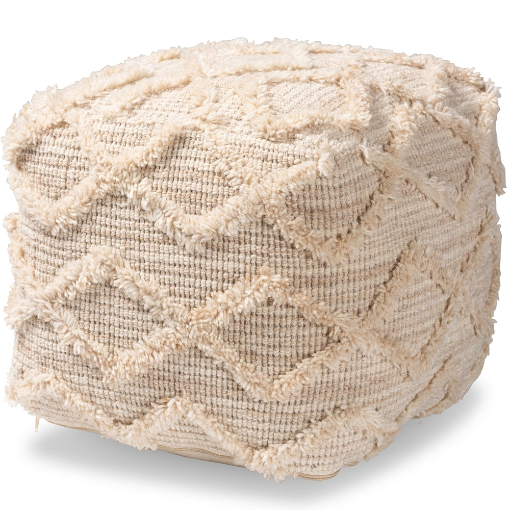 Baxton Studio Carilyn Modern and Contemporary Moroccan Inspired Handwoven Wool Blend Pouf Ottoman