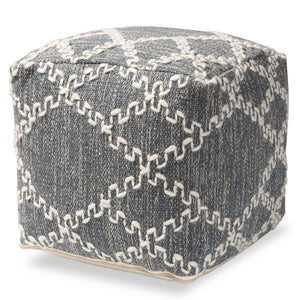 Baxton Studio Geyne Modern and Contemporary Bohemian Handwoven Cotton Blend Pouf Ottoman